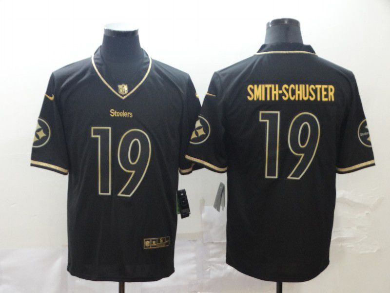 Men Pittsburgh Steelers #19 Smith-schuster Black Retro gold character Nike NFL Jerseys